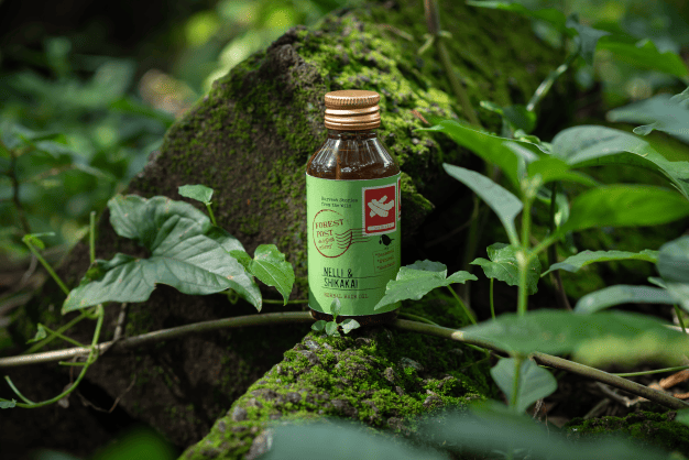 Forest Post Shikakai and Nelli in Coconut Oil bottle, front of pack