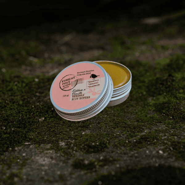 Forest Post Vanilla Kokkum Body Butter tin, front of pack