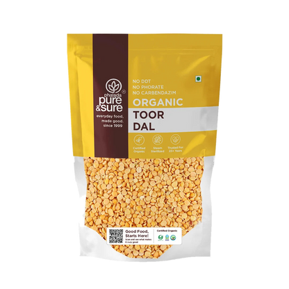 Pure & Sure Organic Toor Dal pack, front