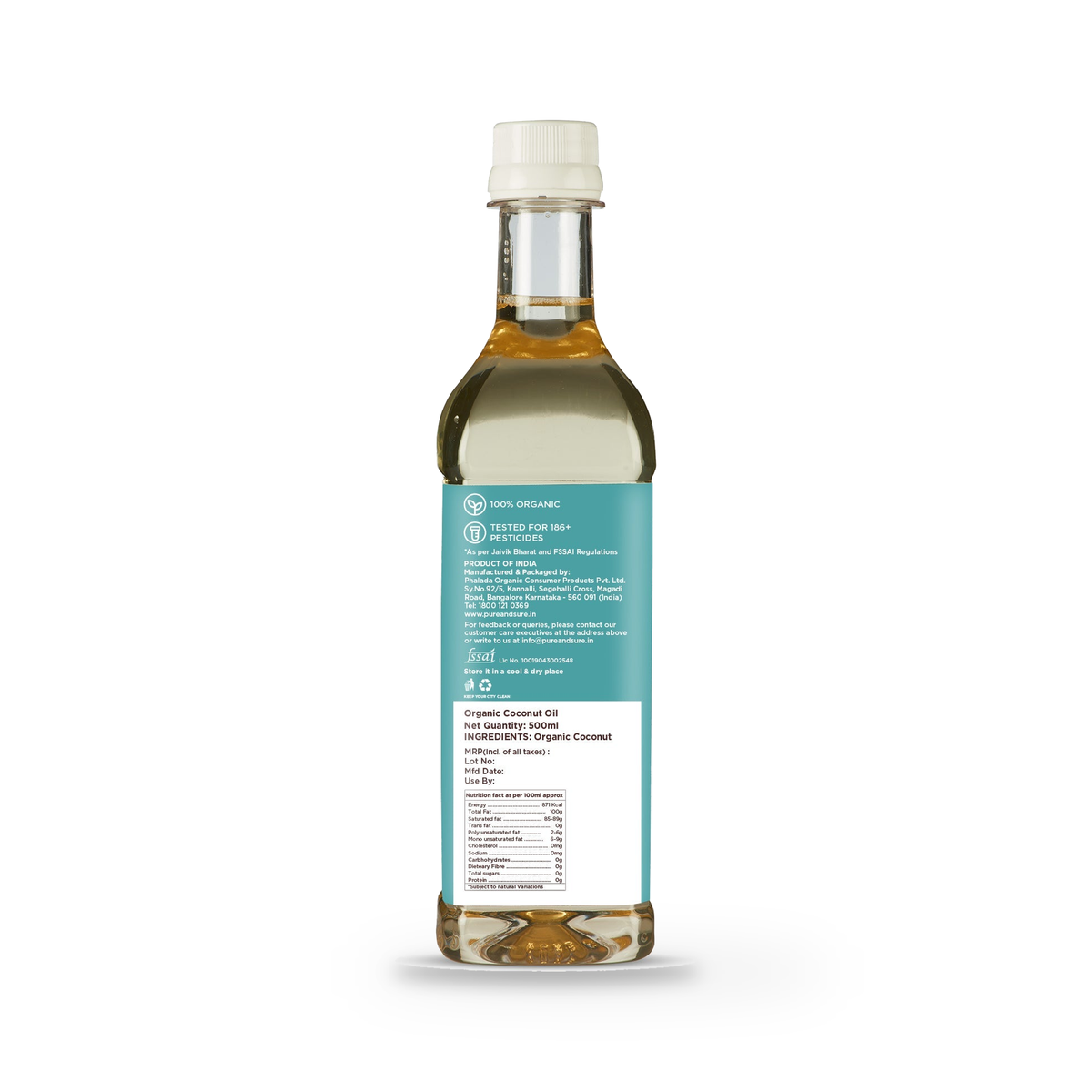 Back of pack, Cold-Pressed Coconut Oil 500ml