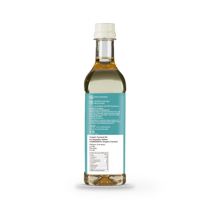 Back of pack, Cold-Pressed Coconut Oil 500ml