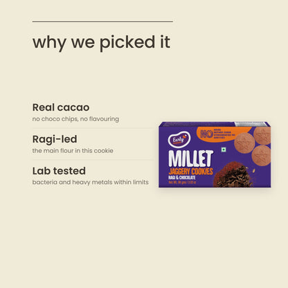 Why Purepicked picked Early Foods Ragi & Choco Jaggery Cookies: Real cacao, Ragi-led, Lab tested