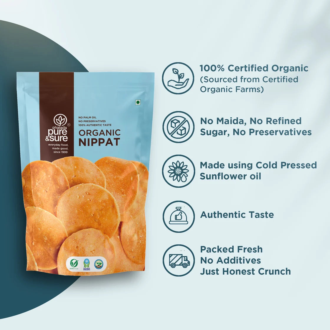 purepicked nippat information graphic on the rice flour, roasted channa and groundnut base