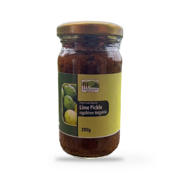 Kotagiri Lime Pickle 200g glass jar on a plain white studio background