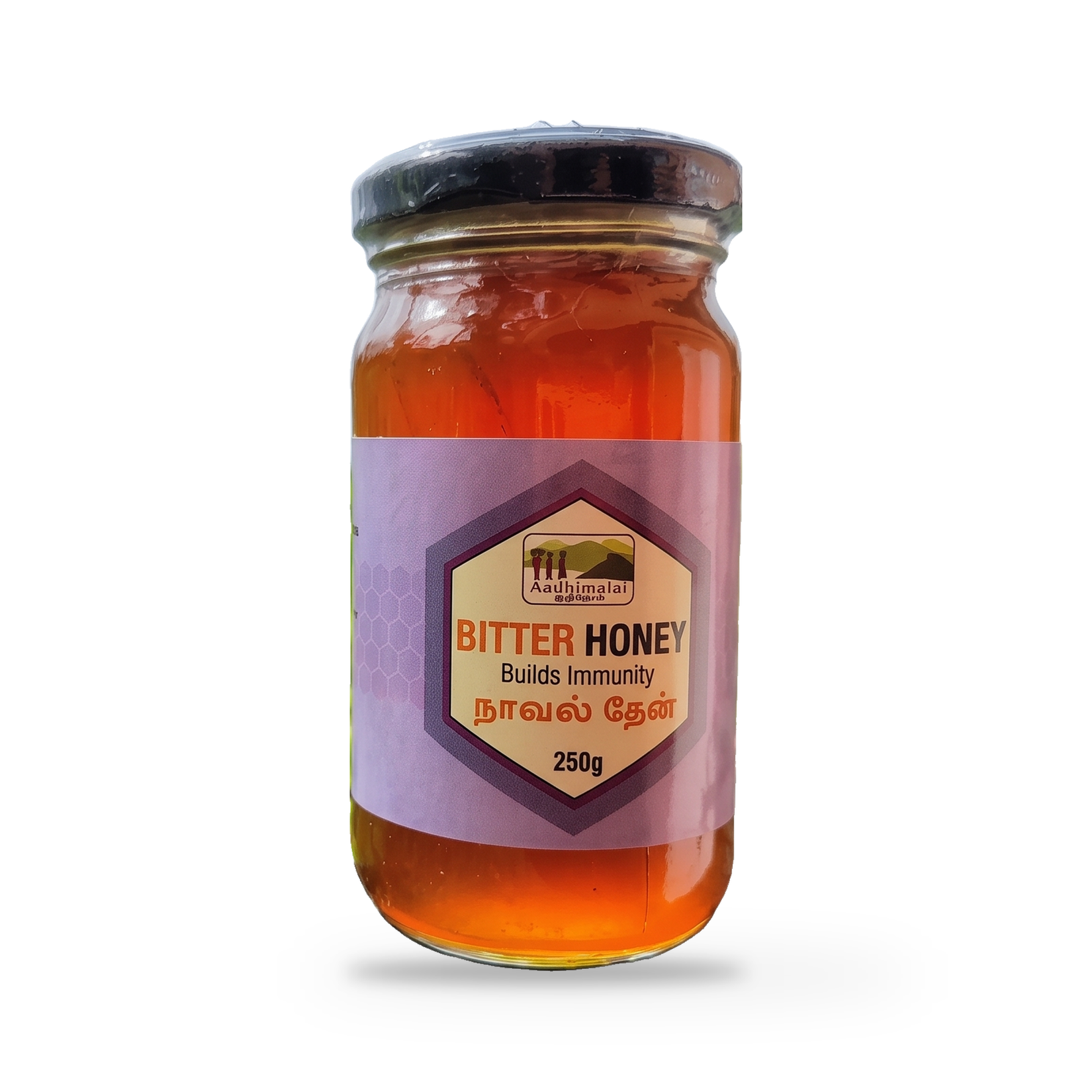 Kotagiri Bitter Honey jar on a plain white studio background