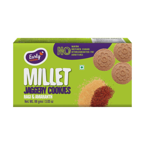 Ragi & Amaranth Jaggery Cookies by Early Foods, front of pack