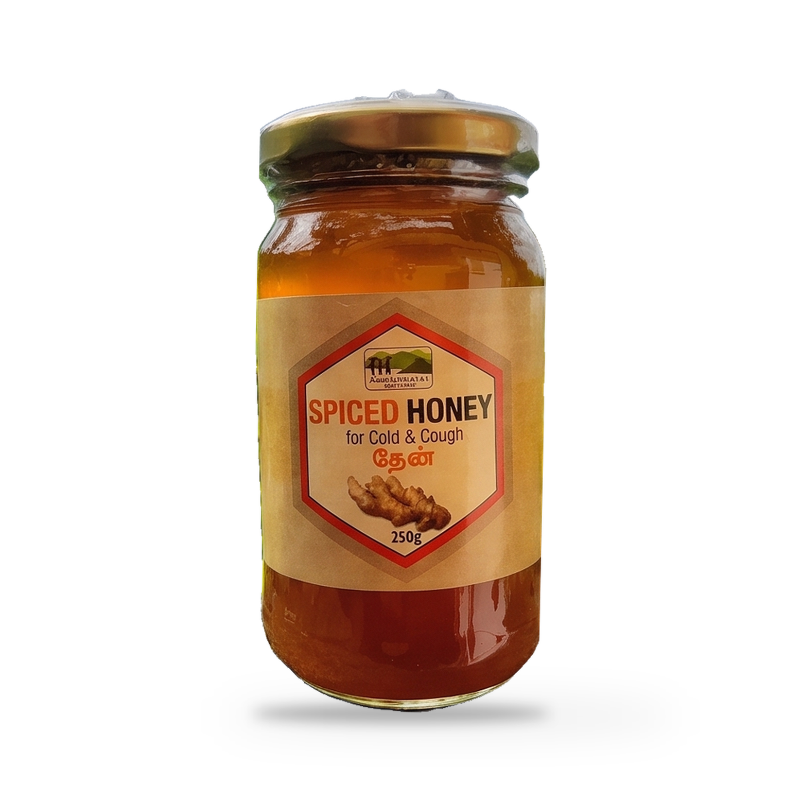 Kotagiri Ginger Honey jar on a plain white studio background