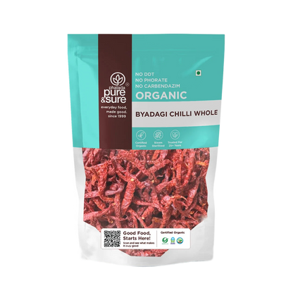 Pure & Sure Organic Byadagi Chilli Whole pack, front