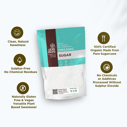 purepicked organic sulphurless sugar benefits graphic on certified organic sugarcane