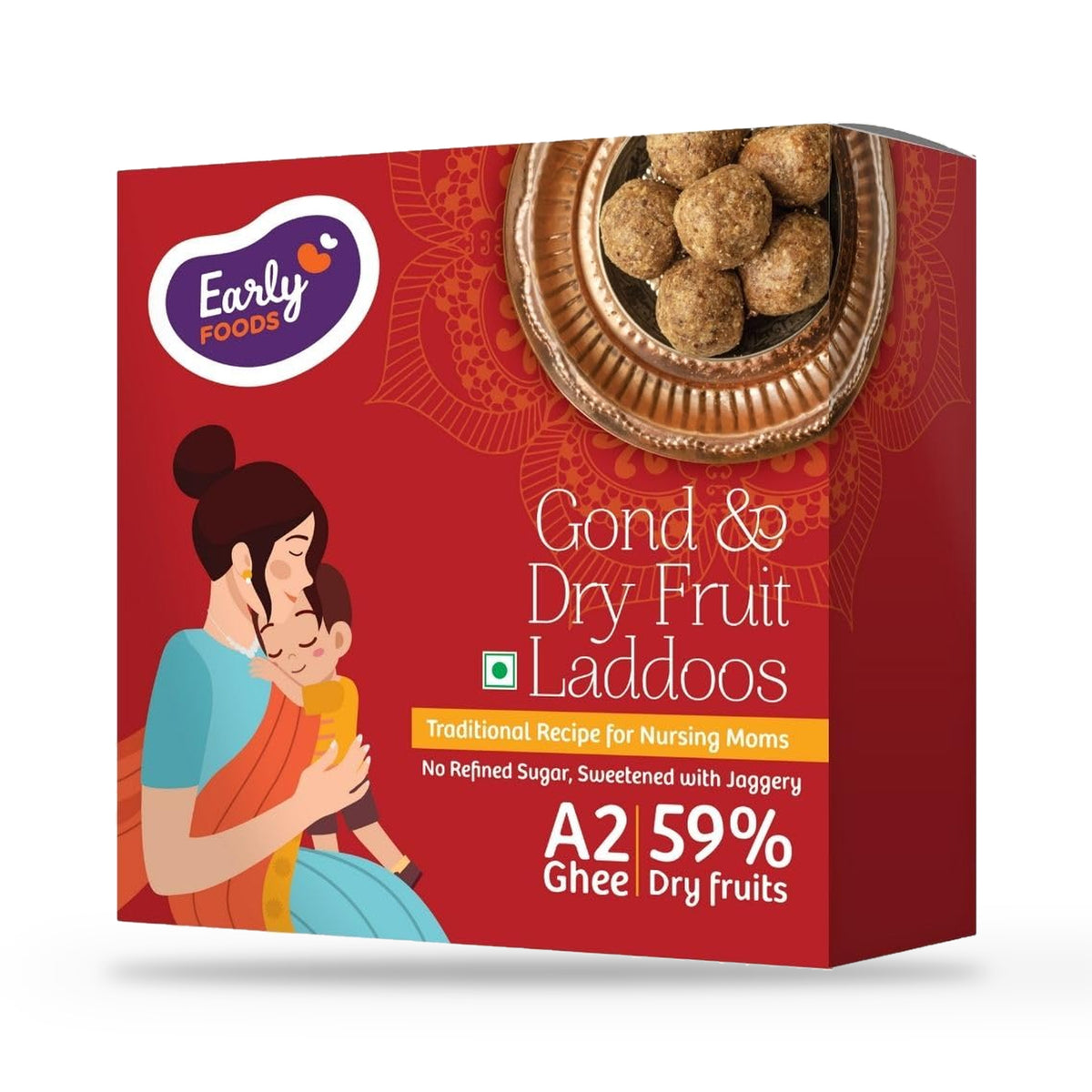 Gond & Dry Fruits A2 Ghee Laddoo by Early Foods, front of pack