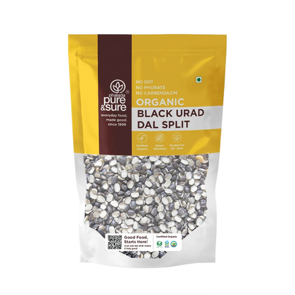 Pure & Sure Organic Black Urad Dal Split pack, front