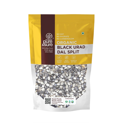 Pure & Sure Organic Black Urad Dal Split pack, front