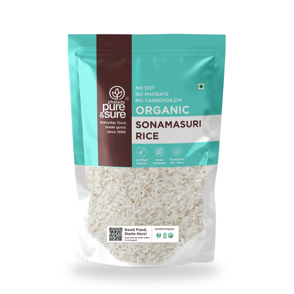 Pure & Sure Organic Sonamasuri Rice pack, front