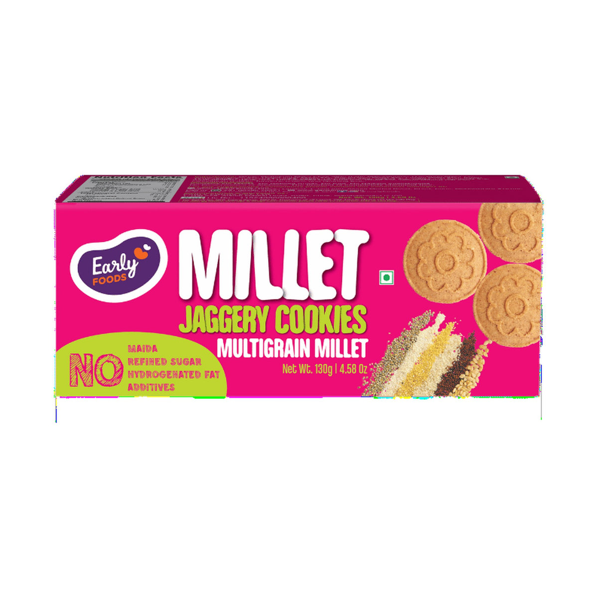 Multigrain Millet Jaggery Cookies by Early Foods, regular 130 g box