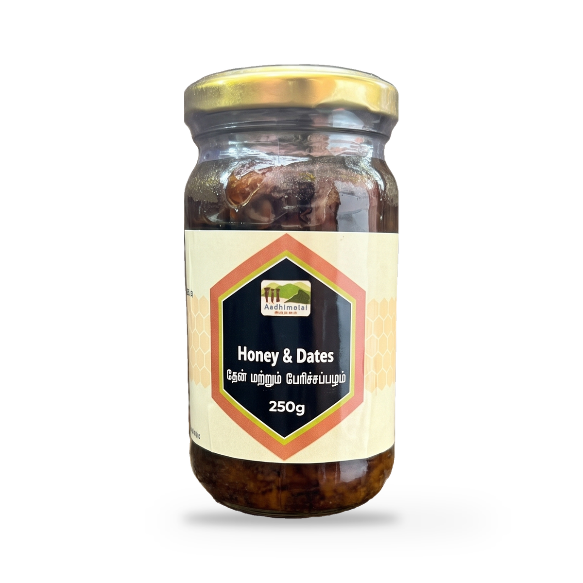 Kotagiri Honey with Dates jar on a plain white studio background