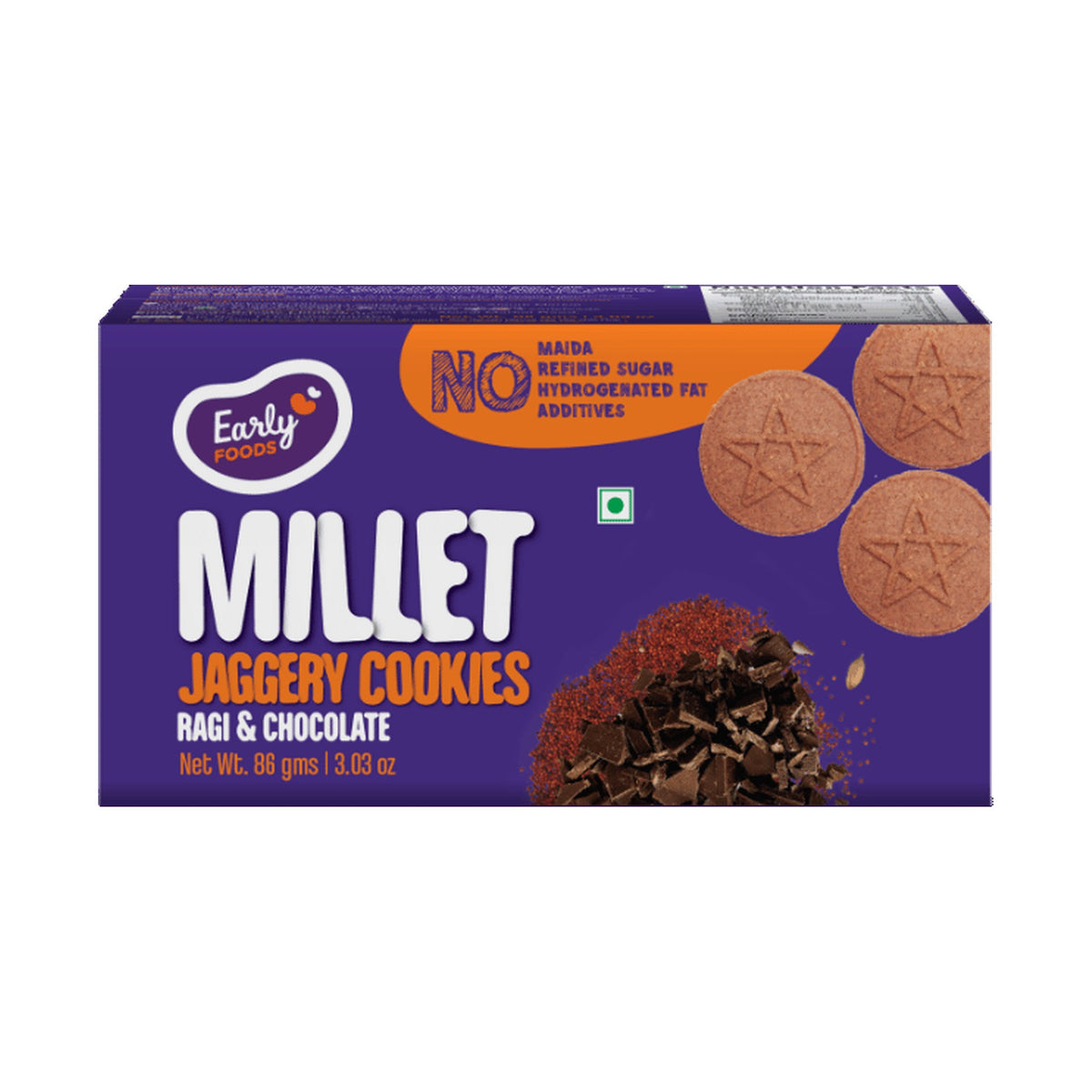 Ragi & Choco Jaggery Cookies by Early Foods, front of pack
