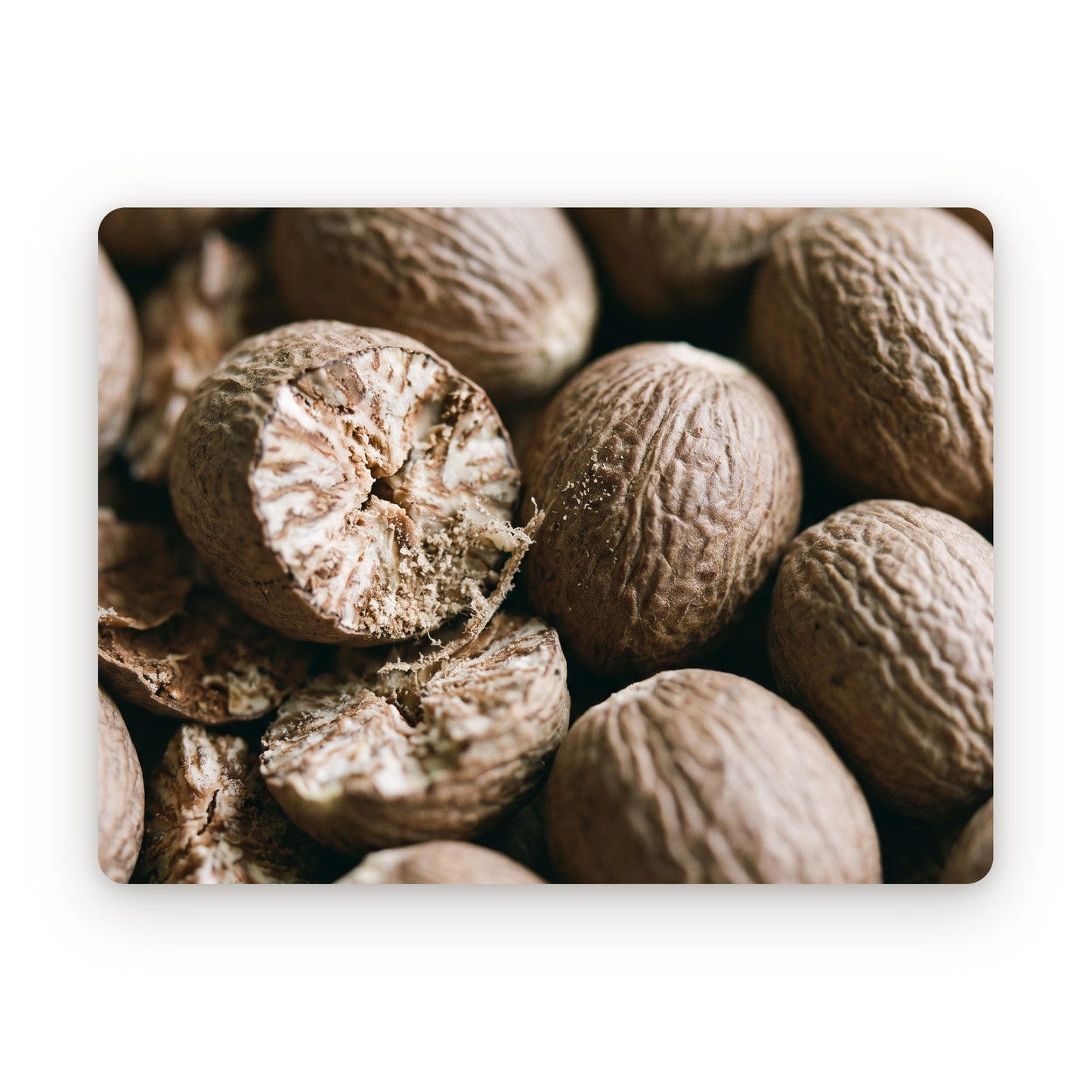 Whole nutmeg, close up