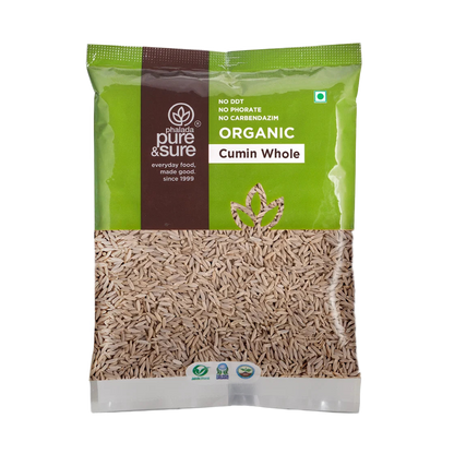 Pure & Sure Organic Cumin Whole pack, front
