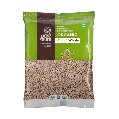 Pure & Sure Organic Cumin Whole pack, front