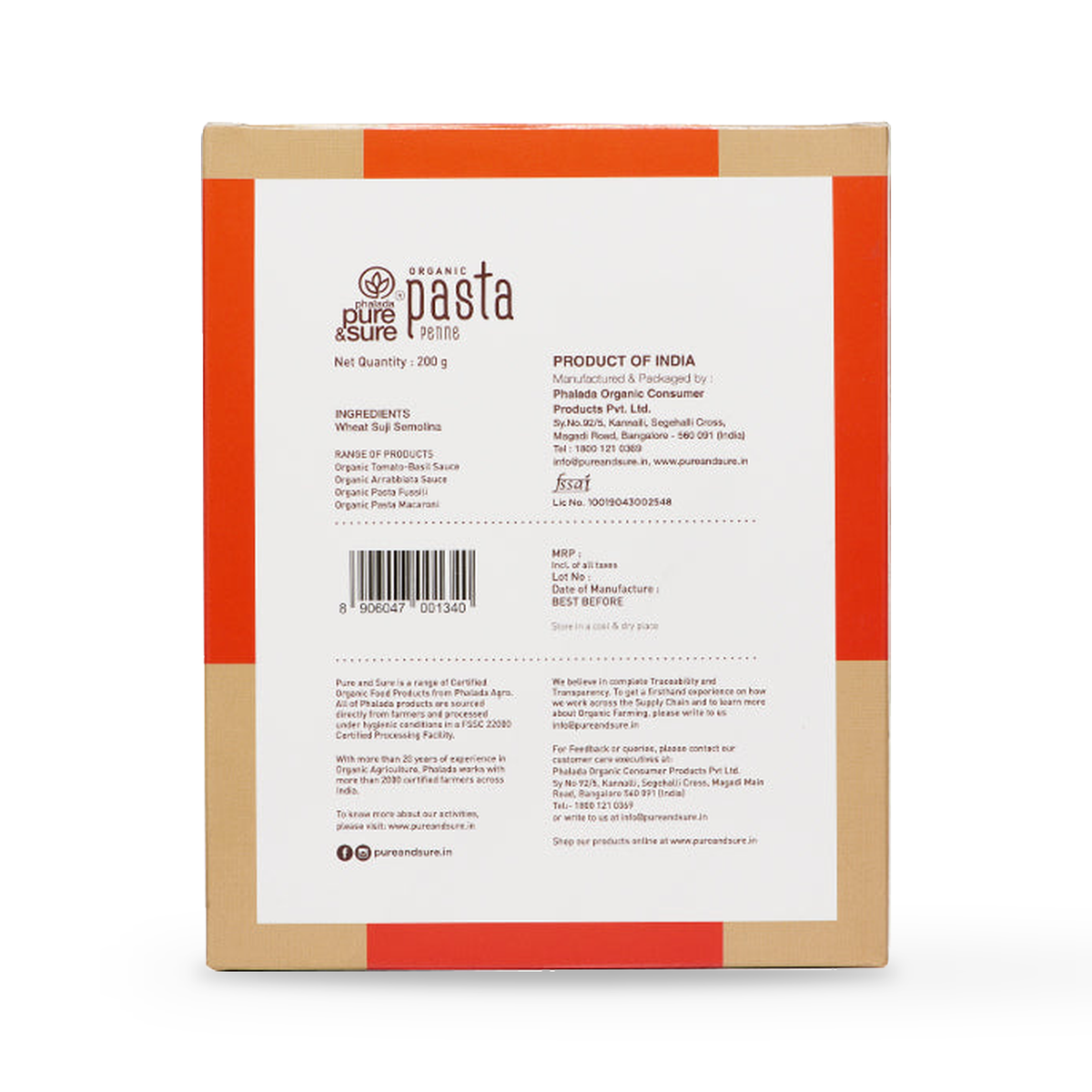 Back of pack, Pasta Penne