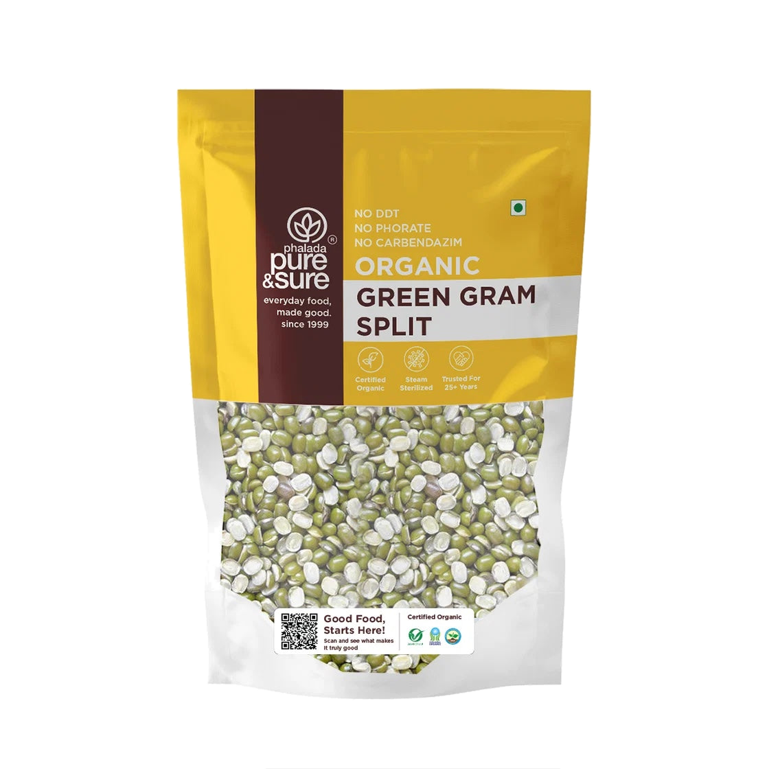 Pure & Sure Organic Green Gram Split pack, front