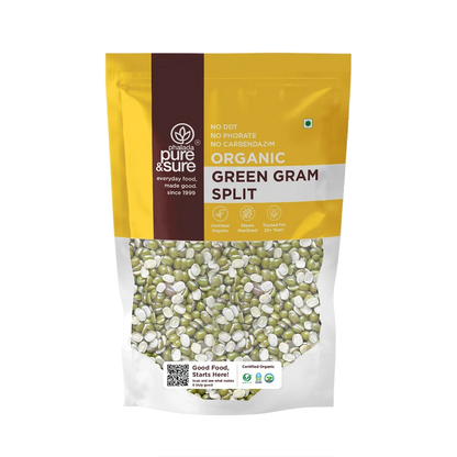 Pure & Sure Organic Green Gram Split pack, front
