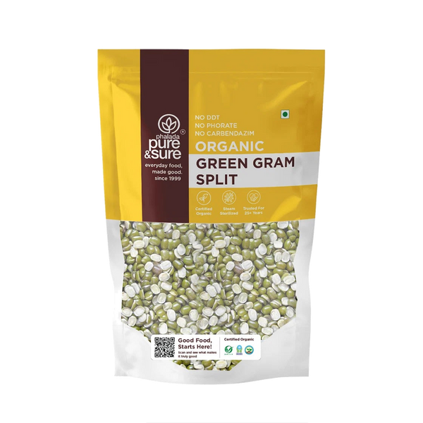 Pure & Sure Organic Green Gram Split pack, front