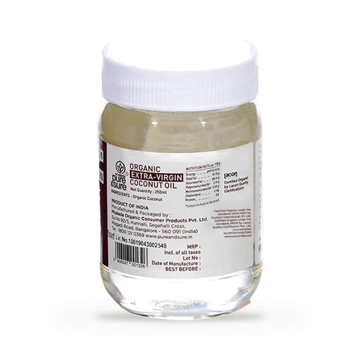 Back of pack, Virgin Coconut Oil 250ml