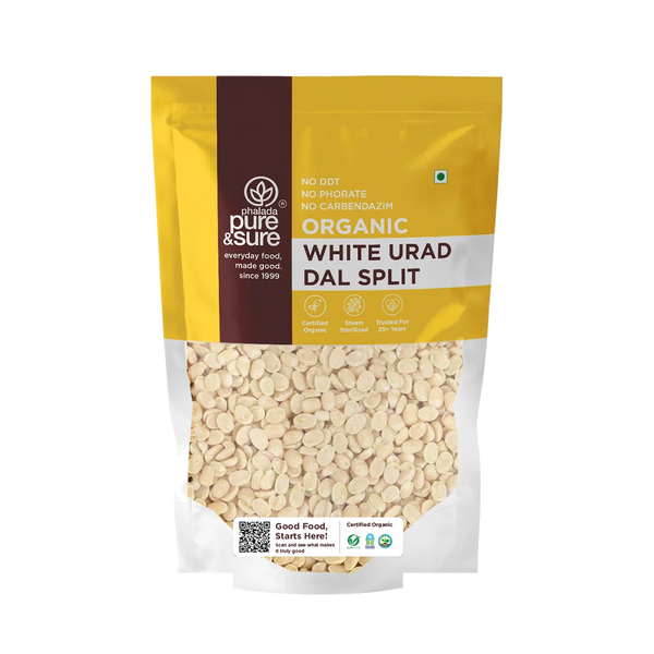 Pure & Sure Organic White Urad Dal Split pack, front