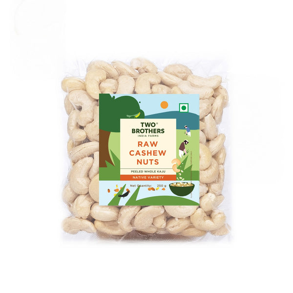 Two Brothers Organic Farms Raw Cashew Nuts 250 g pack, front of pack