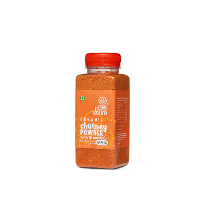 Pure & Sure Organic Groundnut Chutney Powder, 150 g jar, side panel