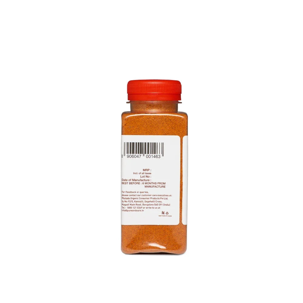 Back of the 150 g Chutney Powder with Horsegram jar, showing the label panel and barcode