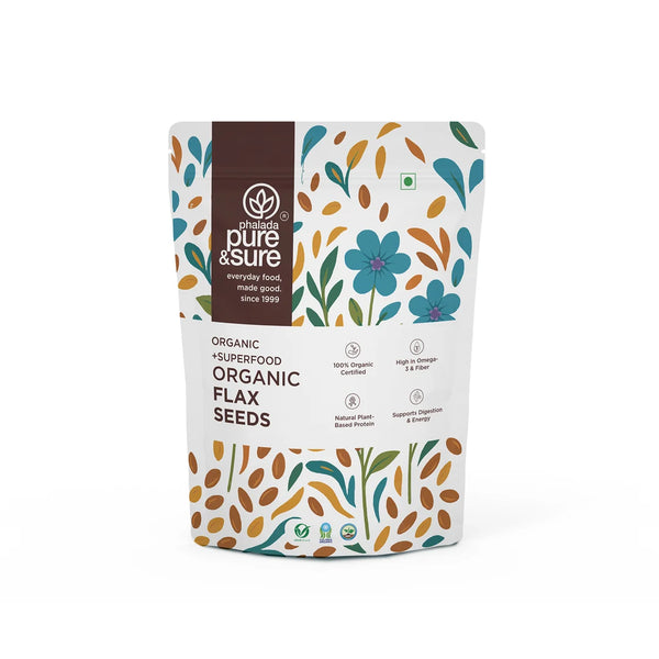 Pure & Sure Organic Flax Seeds 100g pack, front of pack