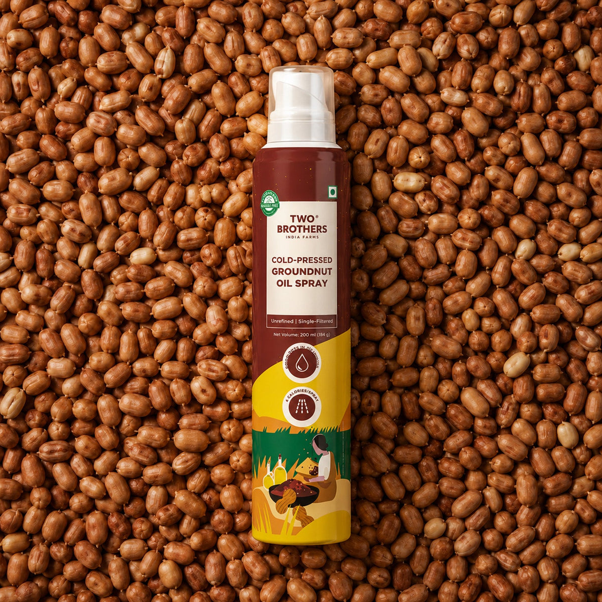 Groundnut Oil Spray with its single ingredient, groundnuts
