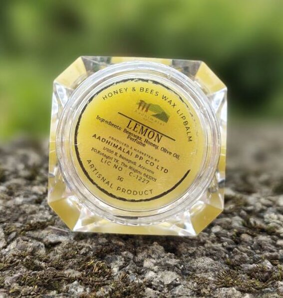 Aadhimalai Beeswax Lip Balm, lemon, front of pack