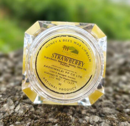 Aadhimalai Beeswax Lip Balm, strawberry, front of pack