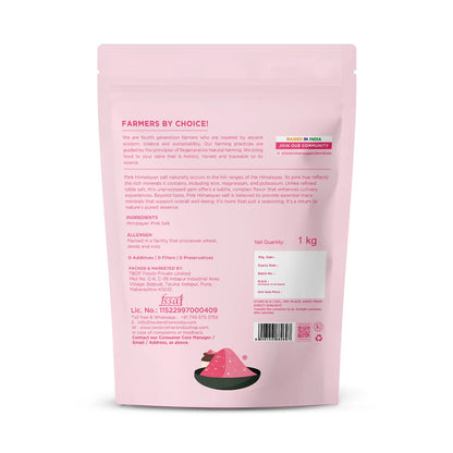 Back of the purepicked pink Himalayan rock salt pack showing ingredients and nutrition