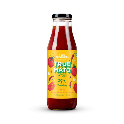 Two Brothers Truemato Tomato Ketchup 300 g glass bottle, front of pack