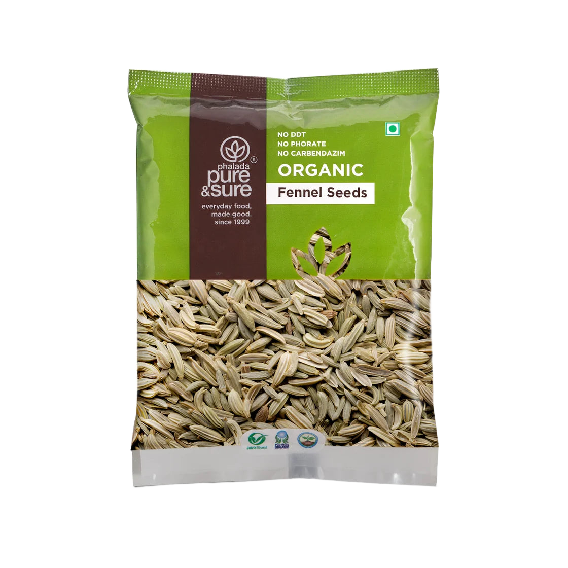 Pure & Sure Organic Fennel Seeds pack, front