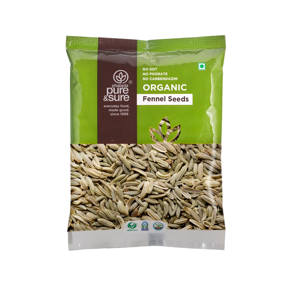 Pure & Sure Organic Fennel Seeds pack, front