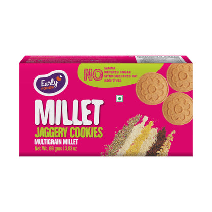 Multigrain Millet Jaggery Cookies by Early Foods, front of pack