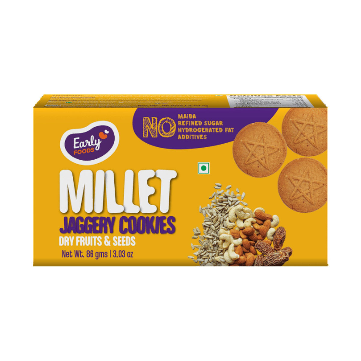 Dry Fruits & Seeds Jaggery Cookies by Early Foods, front of pack