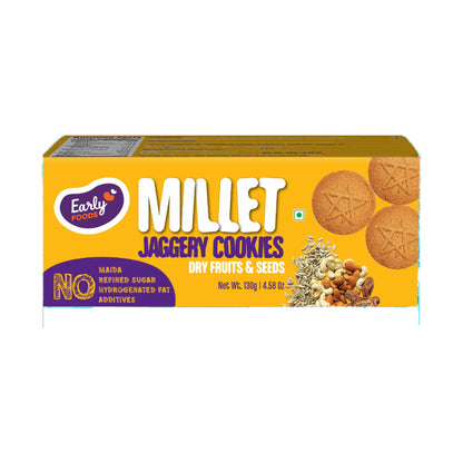 Dry Fruits & Seeds Jaggery Cookies by Early Foods, regular 130 g box