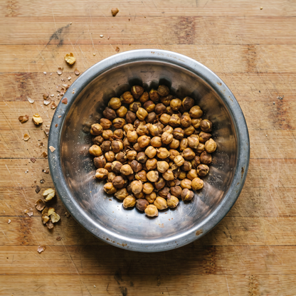 Roasted chana in a steel katori