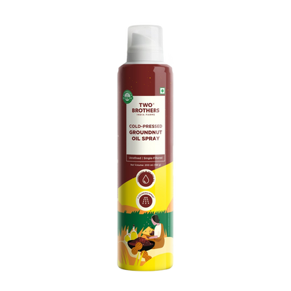 Two Brothers cold-pressed groundnut oil spray 200ml can, front of pack