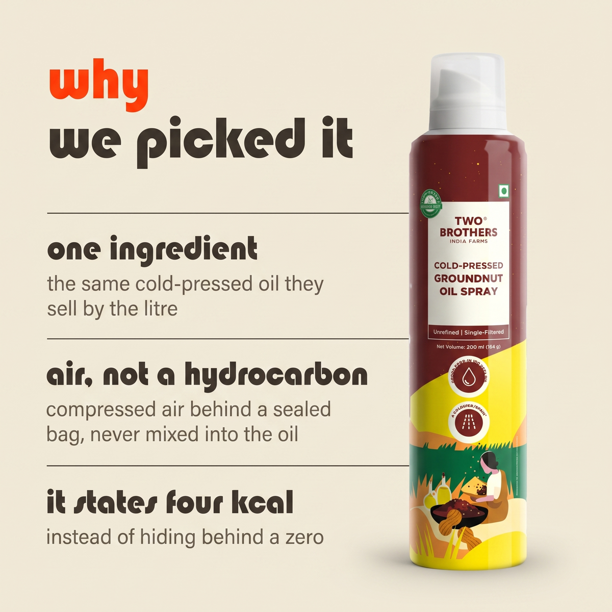 Why Purepicked chose this groundnut oil spray