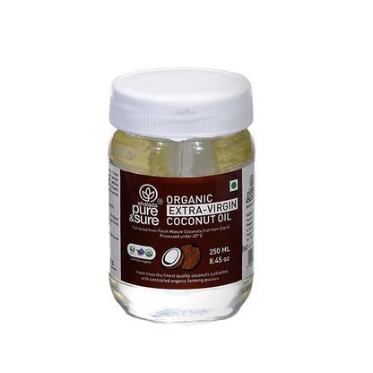 Organic extra virgin coconut oil jar, front of pack
