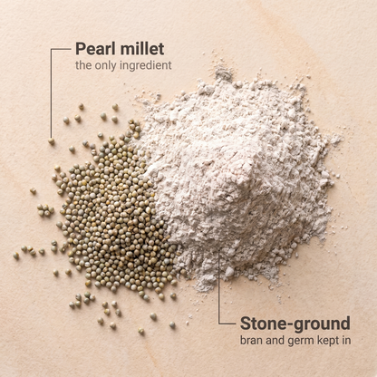 Pearl millet and bajra flour, one ingredient