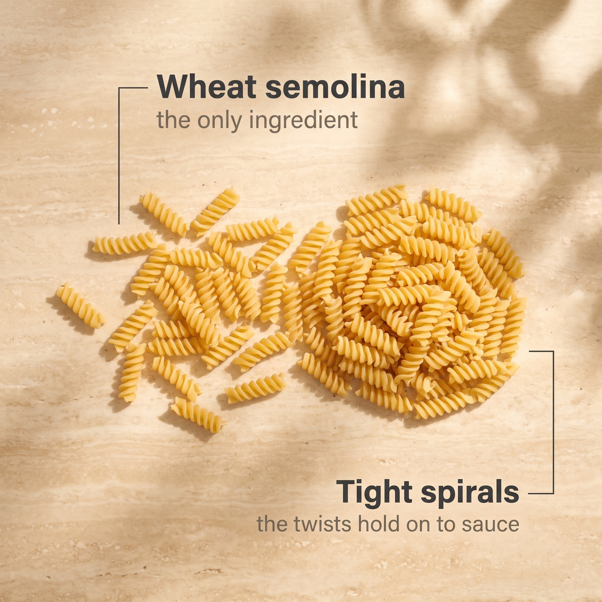 Fusilli spirals, one ingredient