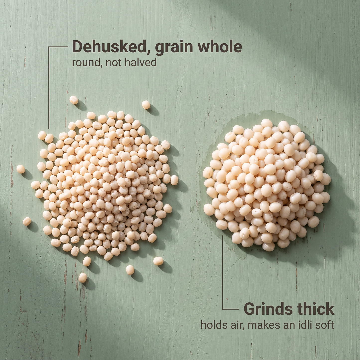 White urad gota, dehusked but not split